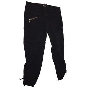 Vintage GUESS Black Cropped Jeans with Diagonal Zipper Pocket and ties on bottom